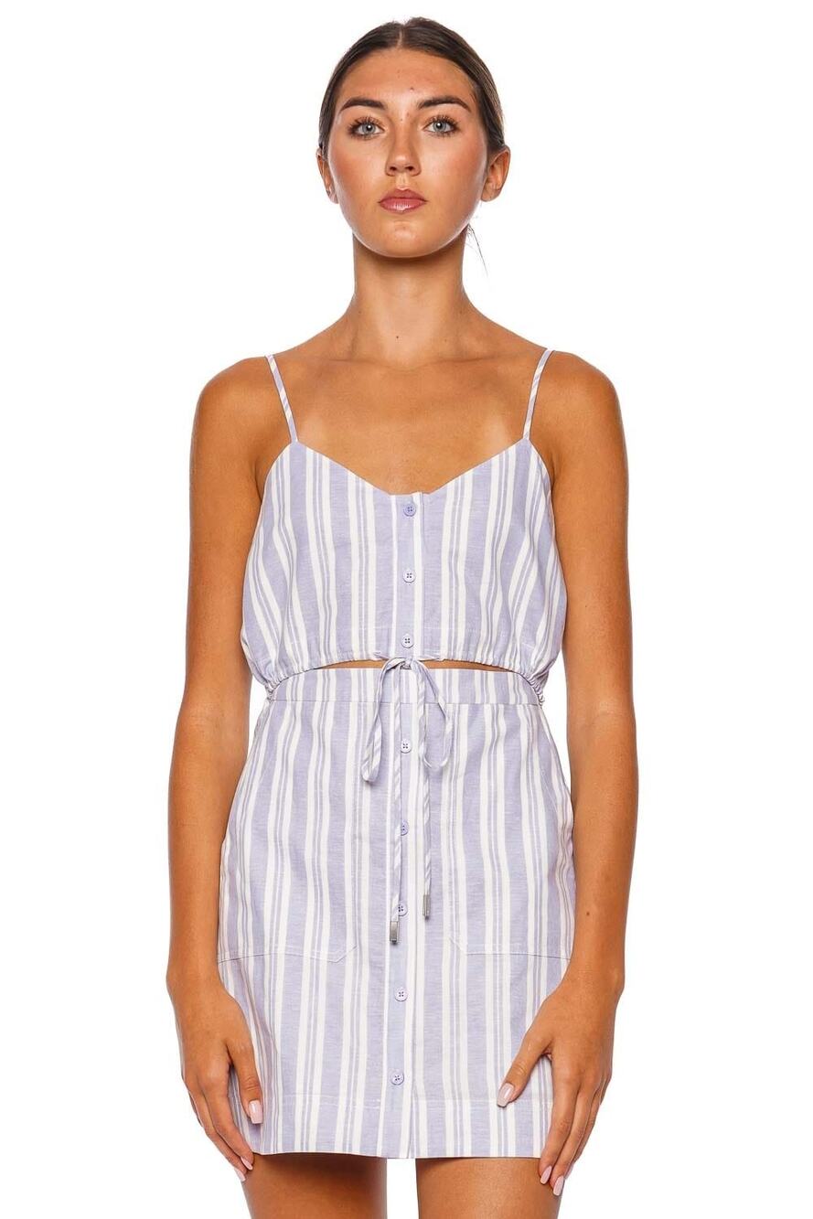 SIMKHAI Annie French Blue Striped Mini Dress Size 2 NWOT Retail $375